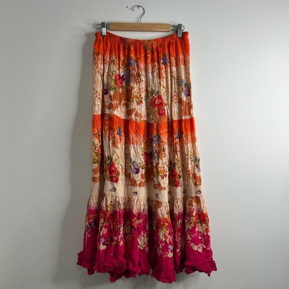 Forbidden Los Angeles Skirt Womens Large Boho Floral Maxi Rayon India - Picture 1 of 6